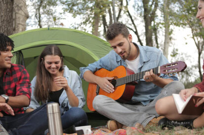 A group of people camping