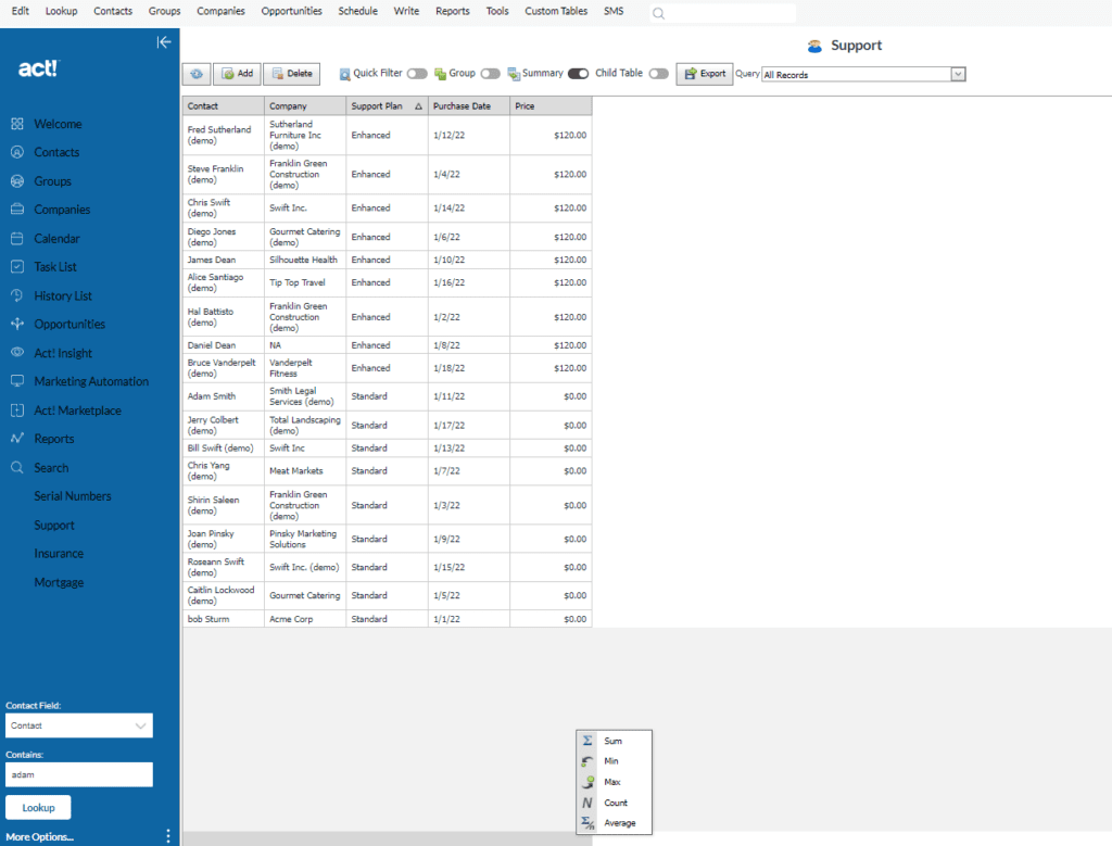 v26 summarizing column data