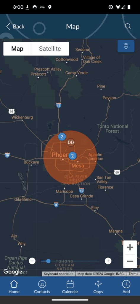 APC Mobile App Screenshot - Map Satellite