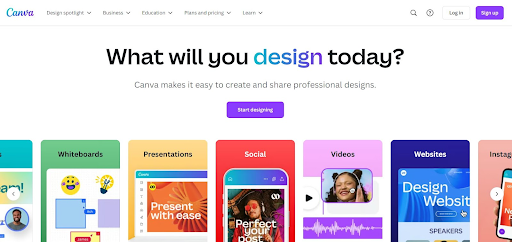 screenshot of canva software's website