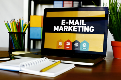 Email marketing on a laptop