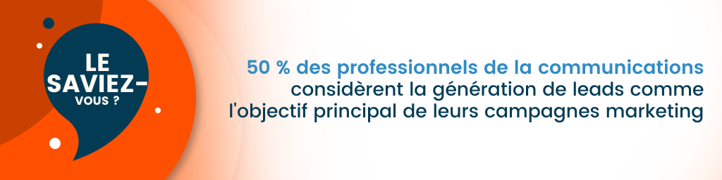 50 % des professionnels de la communication considèrent la génération de leads comme l'objectif principal de leurs campagnes marketing