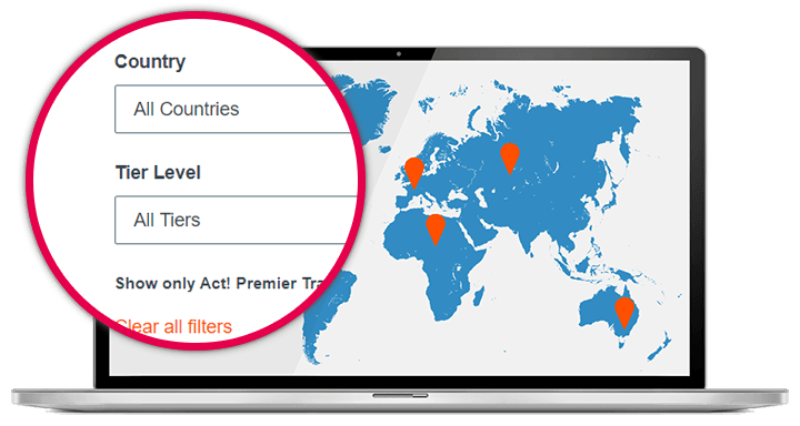 laptop with map and a close up of the filtering options by country