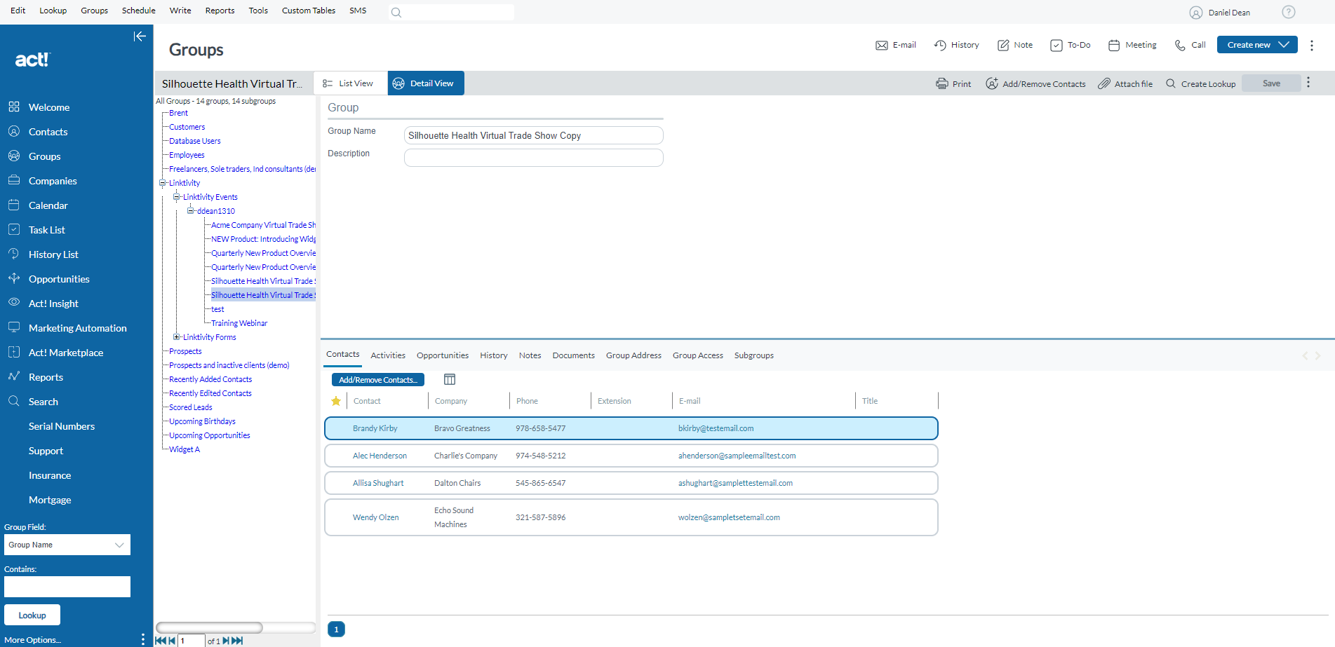 screenshot showing how to add registrants to groups