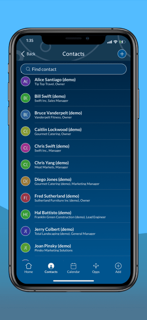 APC Mobile Screenshot - contacts