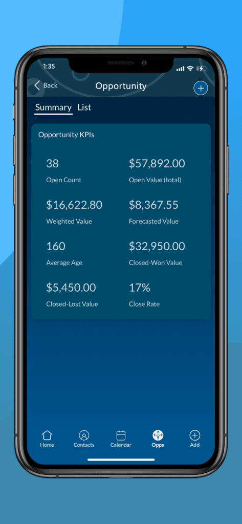 APC Mobile Screenshot- Opportunity KPIs